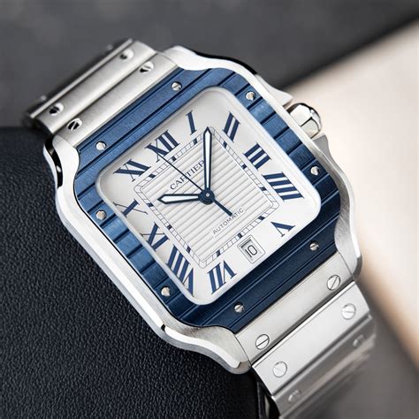 montre cartier santos occasion|Cartier Santos blue bezel.